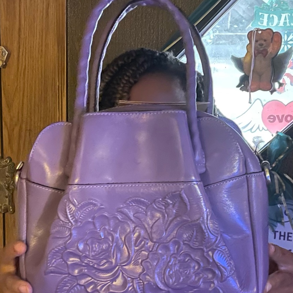 Rose Tooled Collection Satchel-Lavender